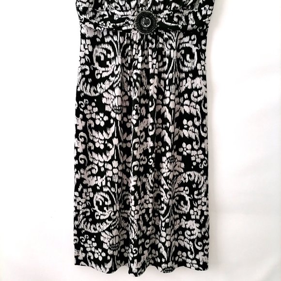 En Focus Studio Womens Black Square Neck Floral A-Line Midi Dress Size 12 - Picture 3 of 6